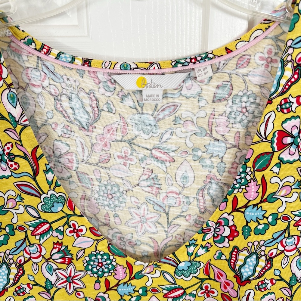 Boden Voop Cotton Tiered Midi Dress Daffodil Kaleidoscopic Floral 4P Boho - Picture 5 of 13